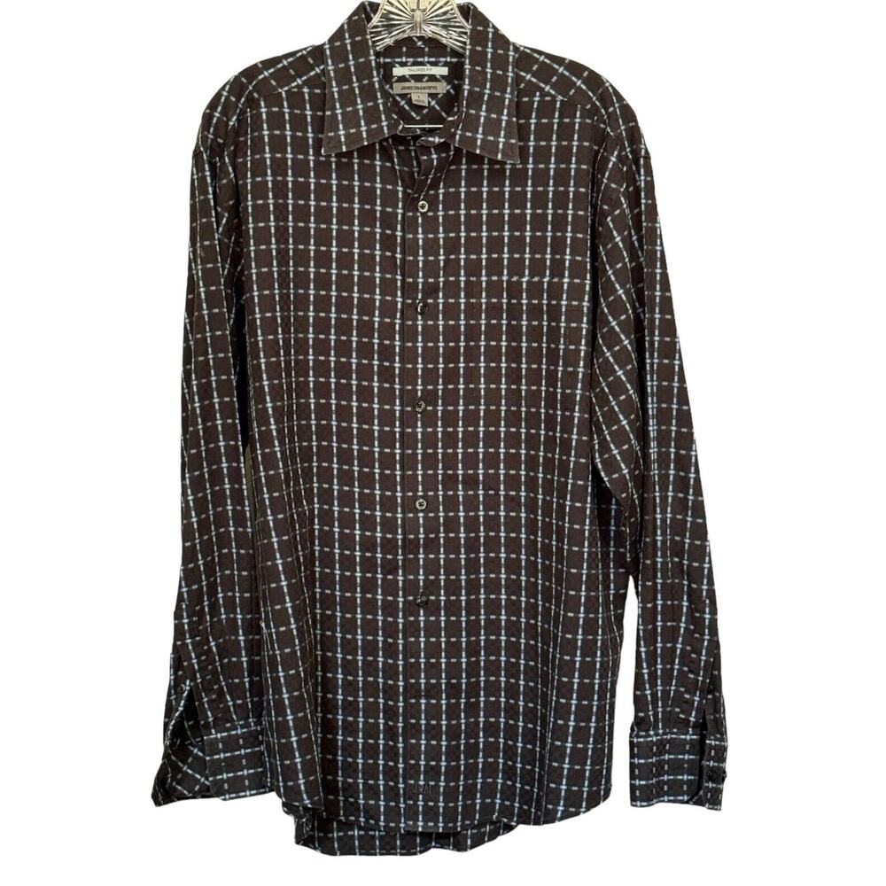 Johnston & Murphy Tailored Fit Dress Shirt Medium Long Sleeve Striped Flip Cuffs